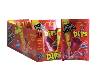 Pop Rocks Dips - Sour Strawberry Popping Candy & Lollipop